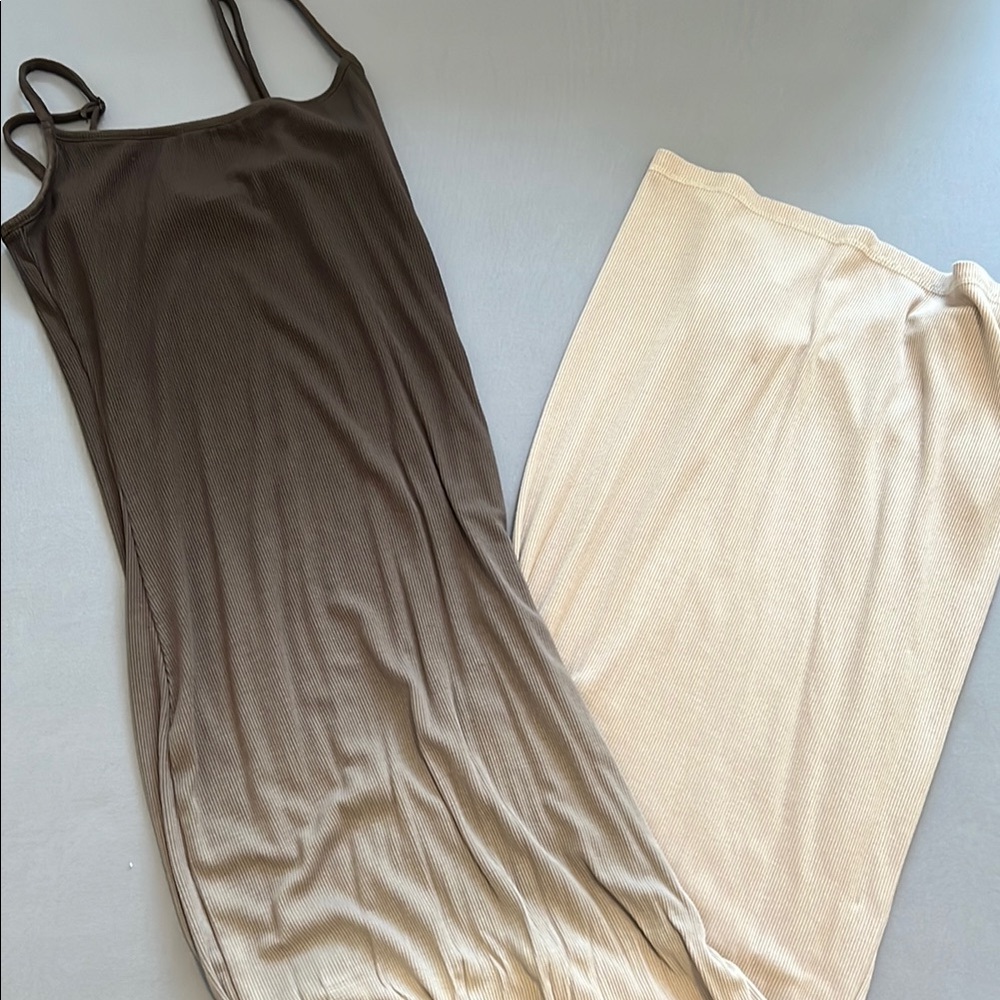 Stylish Brown and Cream Maxi Dress